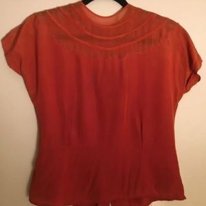 Vintage 1950s Pumpkin Colored Blouse